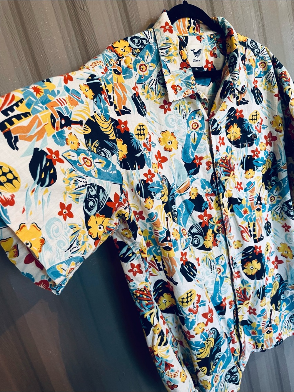Yiume Blue Floral Sea Turtle Short Sleeve Button Down Aloha Hawaiian Shirt Nwt — image 4 of 8